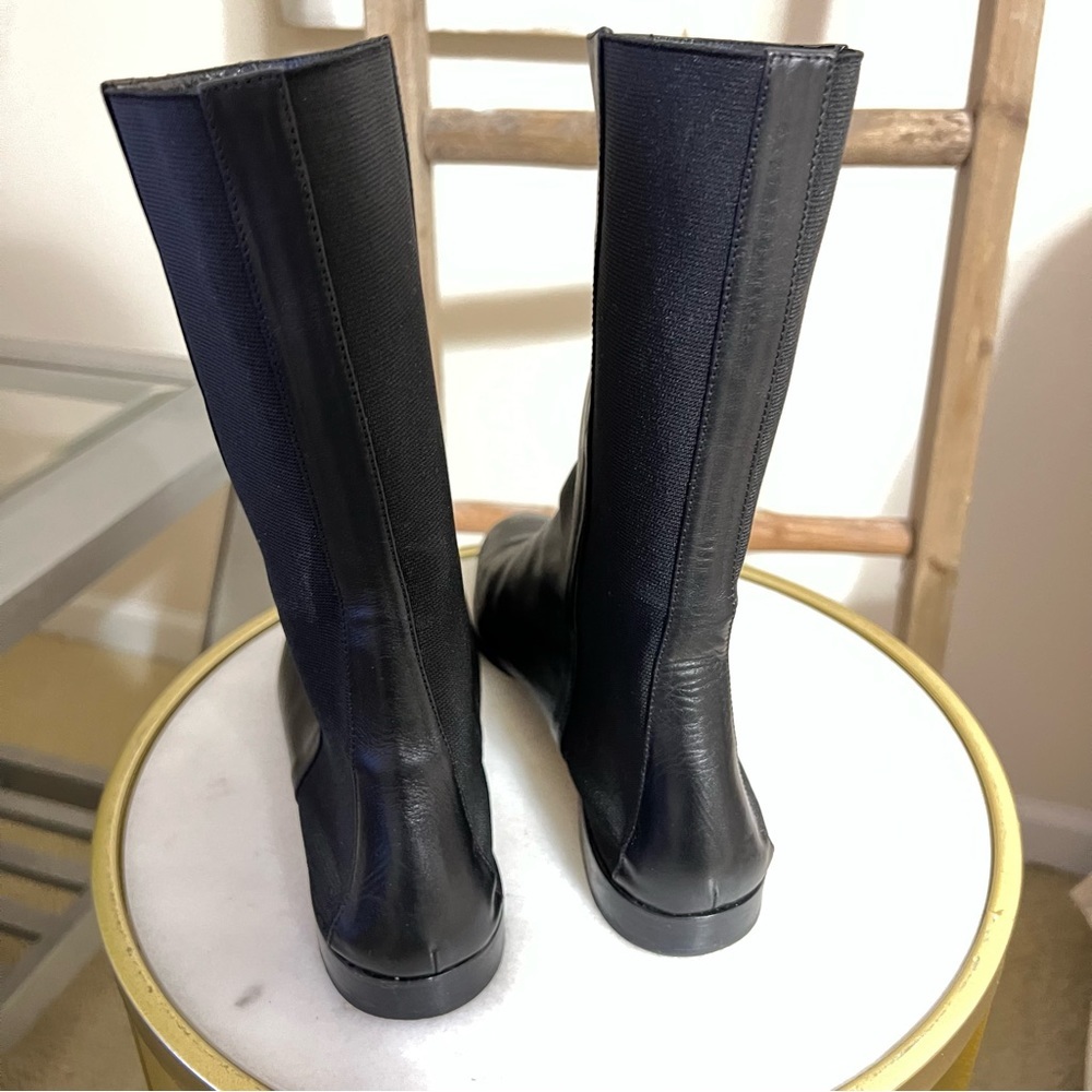 4. MANOLO BLAHNIK Black Leather Flat Heel Booties 40 - Picture 5 of 16